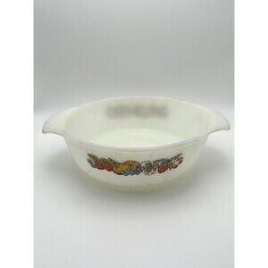 Vintage Anchor Hocking Fire King Harvest Fruit 1 Qt Casserole #436 USA No Lid